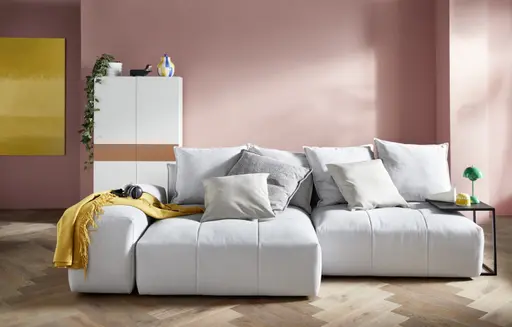 Ecksofa Palazzina - Longchair links, 1,5-sitzer, Stoff, Hellgrau