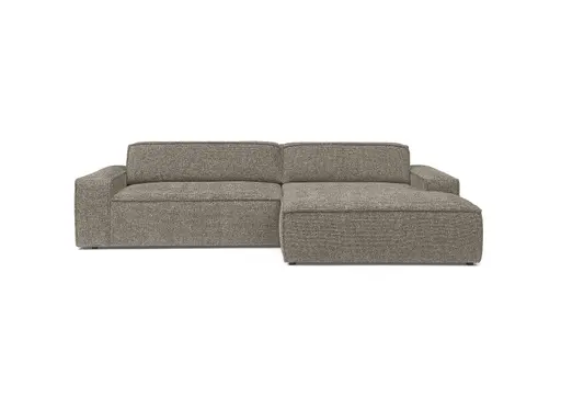 Ecksofa - 2-Sitzer mit Longchair rechts, Sitzvorzug motorisch, Stoff, Taupe