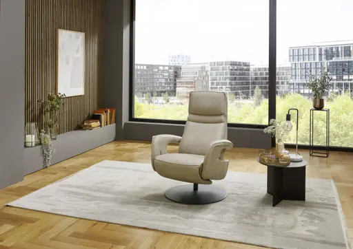 Fernsehsessel - Gr. M, Relaxfunktion, Leder, Pearl