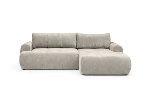 Ecksofa - 2-Sitzer mit Longchair rechts, Stoff, Beige