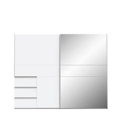 Schwebetürenschrank FJOLLA- B ca. 250 cm, Weiß, Spiegel