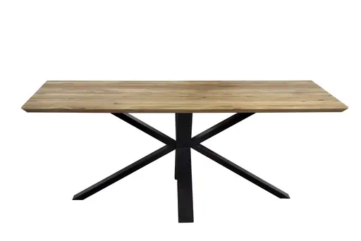 Esstisch- LB ca. 200x100 cm, Eiche, Massiv, Geölt, Metall, Schwarz