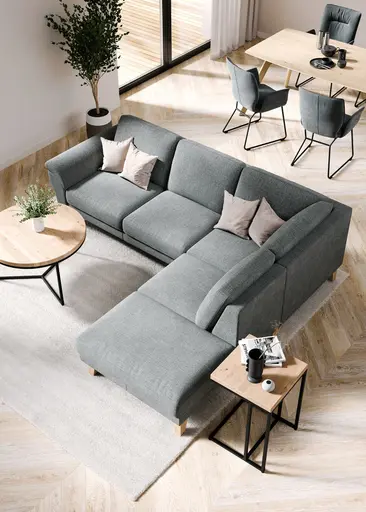 Ecksofa Rockport A - 2,5-Sitzer mit Ecke rechts, Stoff, Grau