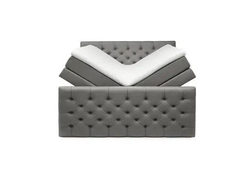 Boxspringbett SANDRIN- Liegefläche ca. 180x200 cm, Stoff, Taupe, inkl. Stauraum und Fußteil