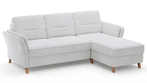 Ecksofa Vayra - 2,5-Sitzer mit Longchair rechts, Stoff, Offwhite