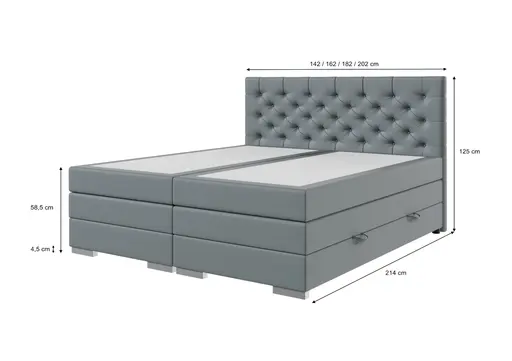 Boxspringbett SANDRIN E- Liegefläche ca. 180x200 cm, Stoff, Taupe, inkl. Stauraum