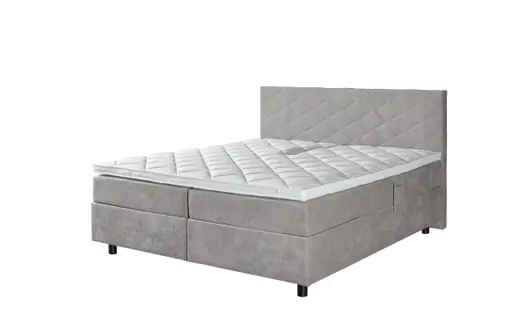 Boxspringbett Premium Line Diamond - Liegefläche ca. 180x200 cm, motorische Funktion, Stoff, Hellgrau