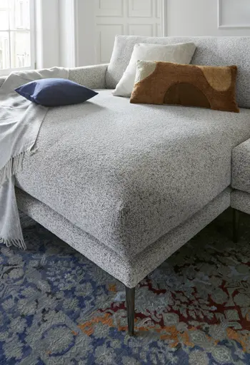 Ecksofa Cuneo Klassik - Longchair links, 2-Sitzer, Stoff, Hellgrau