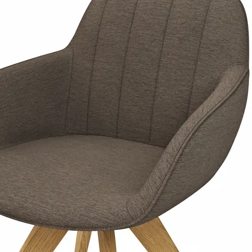 Polsterstuhl Dinner - drehbar, Stoff, Rauchbraun