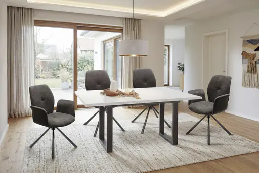 Esstisch - ausziehbar, LB ca. 140x90 cm, Weiß, Schwarz