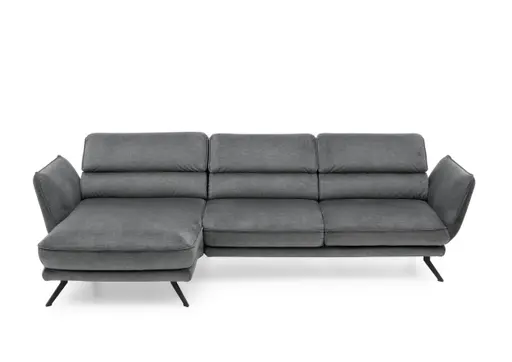 Ecksofa - Longchair links mit 2,5-Sitzer, inkl. Kopfteil verstellbar, Stoff, Grau