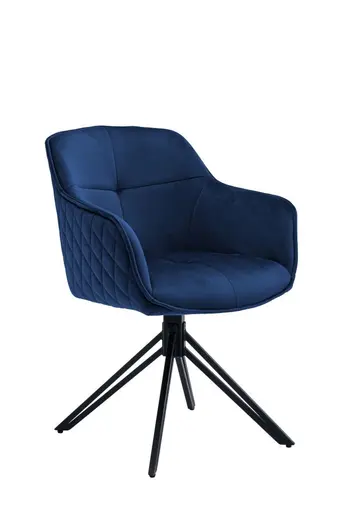 Armlehnstuhl - drehbar, Samt, Blau