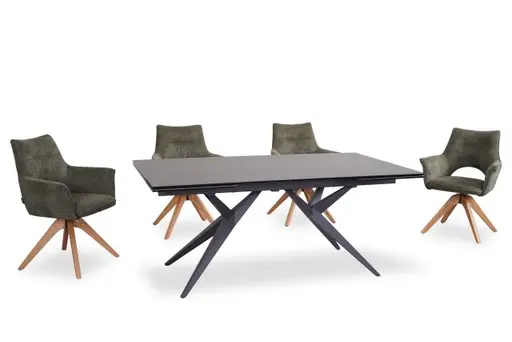 Armlehnstuhl MARYLA - drehbar, Stoff, Grün