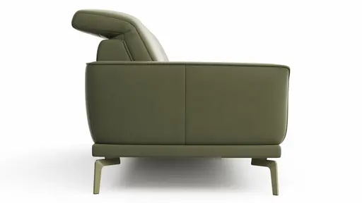 Sofa Amadena - 2,5-Sitzer inkl. Kopfteil verstellbar, Leder, Olive