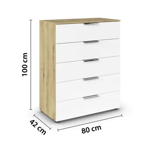 Kommode RIPP- Eiche Dekor, Weiß