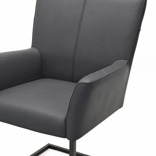 Armlehnstuhl Edmonton - Leder, Anthrazit