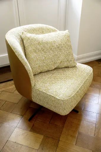 Sessel Cuneo - drehbar, Stoff, Senfgelb, Leder, Senfgelb