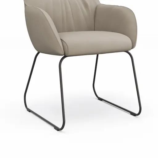 Armlehnstuhl Noli - Leder, Limone, Kufe