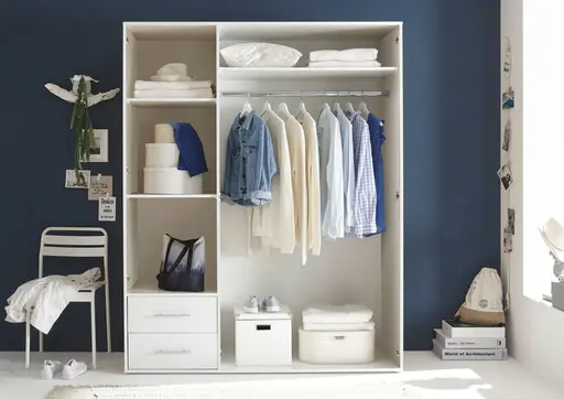 Drehtürenschrank- B ca. 155 cm, Weiß