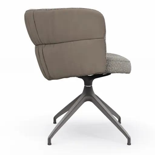 Armlehnstuhl Milana - drehbar, Leder Grau, Stoff Graubraun