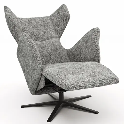 Sessel Noto Relax II - Rückenlehne und Fußteil verstellbar (motorisch), Stoff, Blaugrau, Chenilleflachgewebe