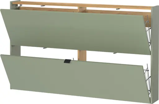 Schuhschrank GIANNA - B ca. 140 cm, Taupegrün, Navarra Eiche Nachbildung