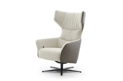 Drehsessel Houston Relax - Größe M, inkl. Relaxfunktion + Gasdruckfeder, Stoff, außen Taupe/innen Natur