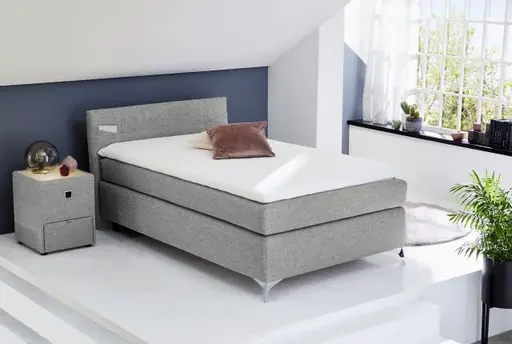 Boxspringbett- Liegefläche ca. 140x200 cm, Stoff, Grau
