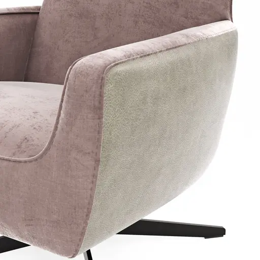Drehsessel Matina - Größe M, Leder&Stoff, Dunkelbraun, Mauve