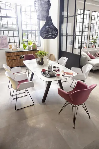 Esstisch Jari - LB ca. 180x95 cm, Keramik, Weiß