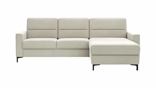 Ecksofa Merlos H - 2,5-Sitzer mit Longchair rechts inkl. Relaxfunktion (motorisch), Stoff, Natur