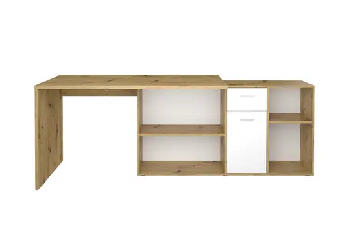 Schreibtisch- LB ca. 136x67 cm, Eiche Dekor, Weiß