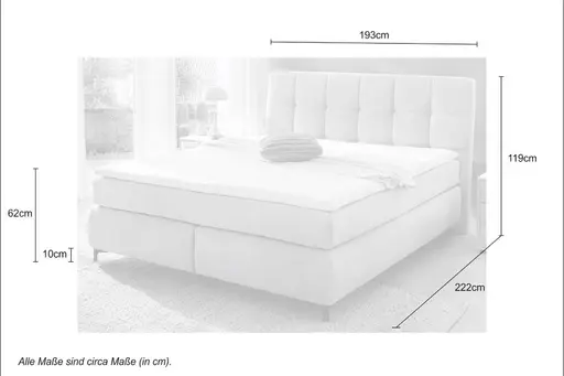 Boxspringbett- Liegefläche ca. 180x200 cm, Stoff, Beige