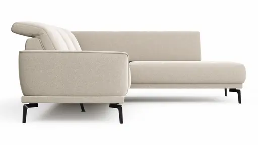 Ecksofa Amadena - 2-Sitzer mit Ecke rechts inkl. Relaxfunktion motorisch, Sitzvorzug und Kopfteilverstellung, Stoff, Creme