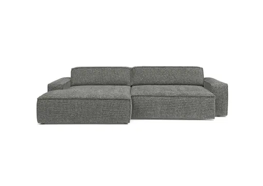 Ecksofa - Longchair links mit 2-Sitzer, Sitzvorzug motorisch, Stoff, Graphit