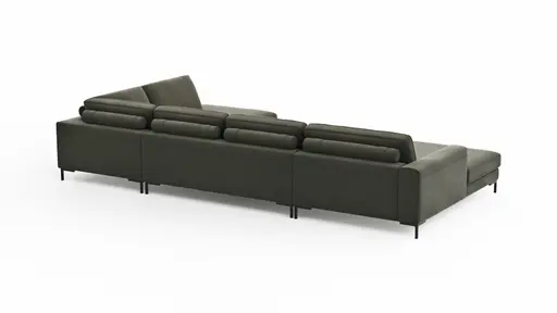 Wohnlandschaft Solano - Longchair Links, 2-Sitzer, Ecke Rechts, Stoff, Dunkelgrün