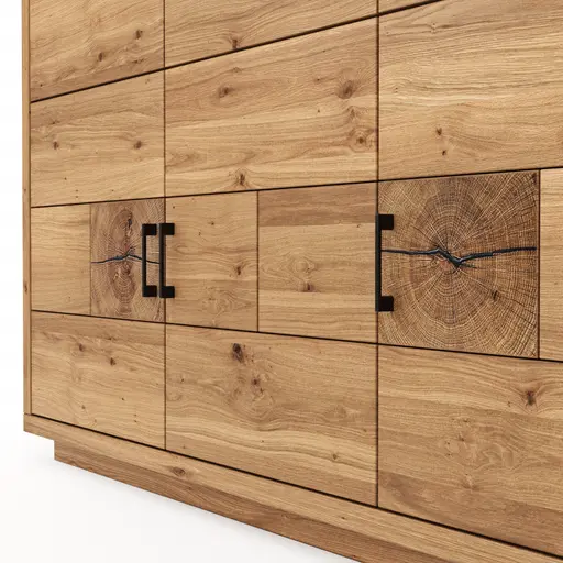 Highboard Hartford - Eiche massiv, mit Hirnholzapplikation