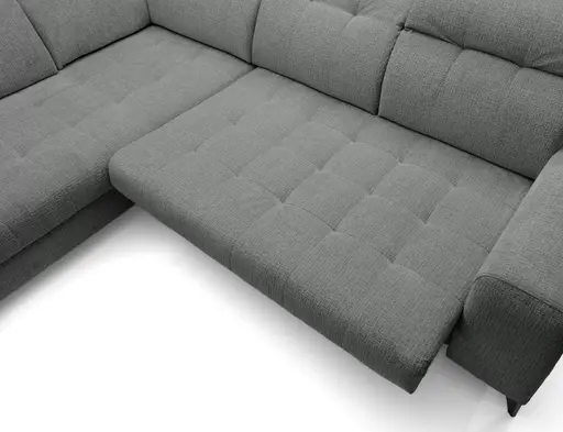 Ecksofa - Ecke links mit 2-Sitzer, Kopfteil verstellbar, Sitztiefe verstellbar motorisch, Stoff, Anthrazit