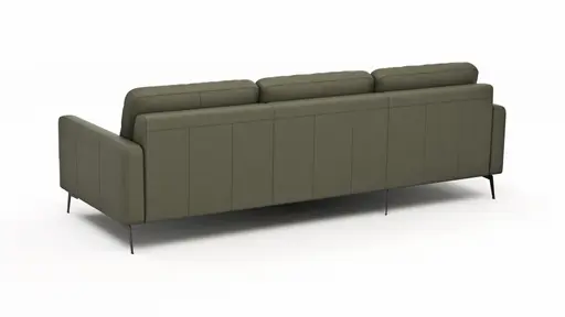Ecksofa Enna - Longchair Links mit 3-Sitzer, Armlehne A, Leder, Olive