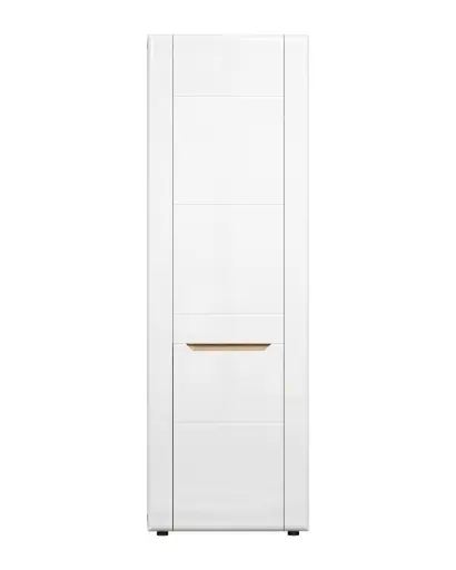 Garderobenschrank - B ca. 65 cm, Eiche Evoke Nachbildung, Weiß Hochglanz