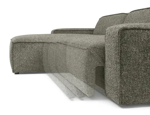 Ecksofa - Longchair links mit 2-Sitzer, Sitzvorzug motorisch, Stoff, Graubraun