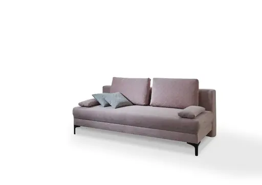 Querschläfer - 2-Sitzer mit Schlaffunktion inkl. zwei Rückenkissen, Stoff, Rosè