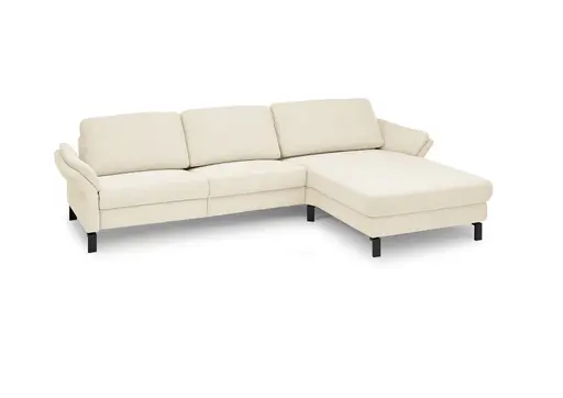 Ecksofa CALM PREMIUM 2.0 - 3-Sitzer mit Longchair rechts, Rückenlehne vertellbar, Stoff, Sand