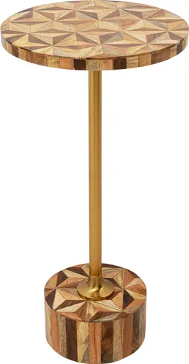 Beistelltisch- DH ca. 25x50 cm, Geo Braun, Stahl, Gold