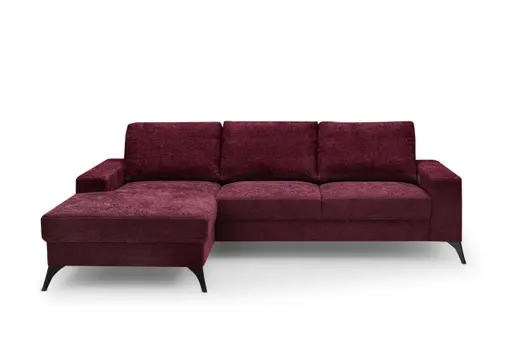 Ecksofa - Ecke links, 2-Sitzer, Stoff, Weinrot