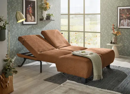 Faltsofa EBBY - 2-Sitzer ohne Armlehne, 140 cm inkl. Schlaffunktion/Relaxfunktion, Stoff, Rot
