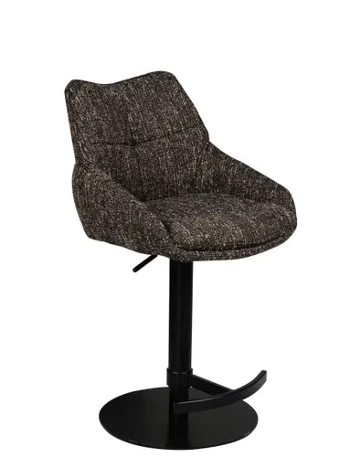 Barhocker MATTEA - drehbar, höhenverstellbar, Stoff, Dunkelbraun
