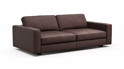  Sofa Aprino 2 - 3,5-Sitzer L, Dickleder, Dunkelbraun, Armlehne Block schmal