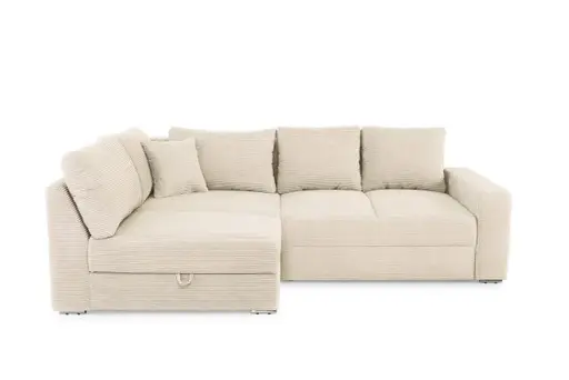Ecksofa JANIS - 2,5-Sitzer, Ecke rechts inkl. Schlaffunktion, Stoff, Beige