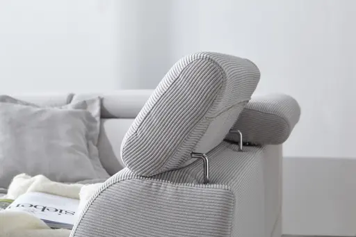 Sofa Maryville - 2,5-Sitzer mit Eckelement und Abschlussteil medium rechts, inkl. Kopfteil verstellbar, Stoff, Beige